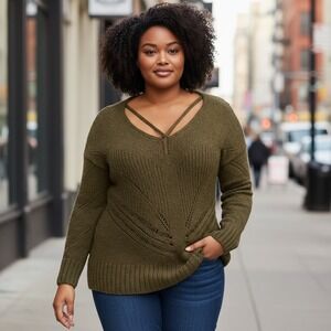 Torrid Olive V-Neck Sweater
